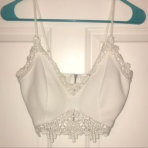 White bralette top with crochet lace trim